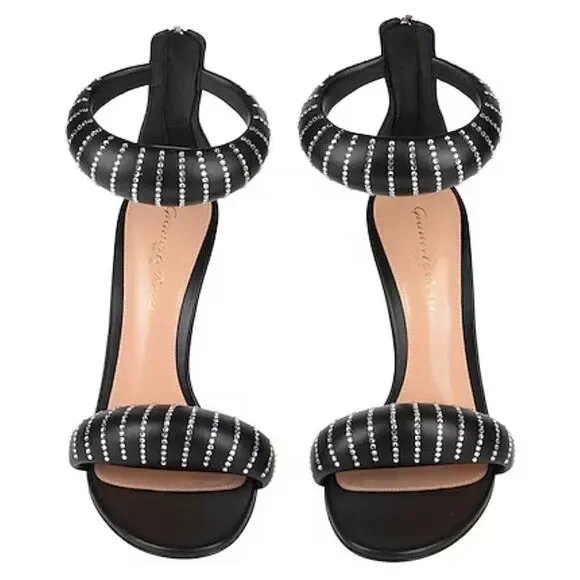 Gianvito Rossi Bijoux Crystal Puffy Nappa Black 105mm Sandals Size 8.5 - Picture 3 of 13